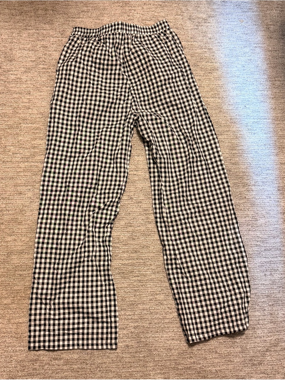 Black and White Gingham Wide-Leg Pants